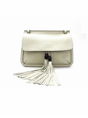 Gucci Ivory Leather Tassel Satchel Crossbody